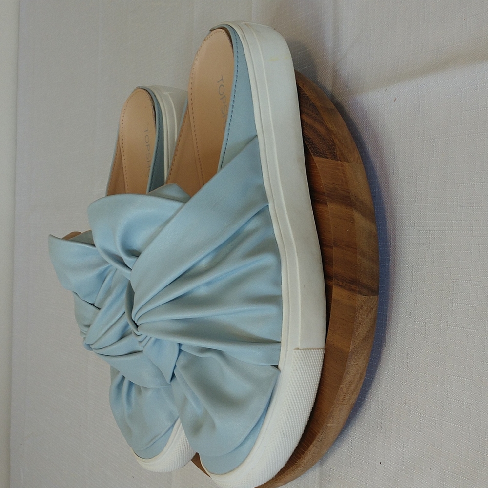 Top shop vegan ruffle mule Light Blue. Size 7.5